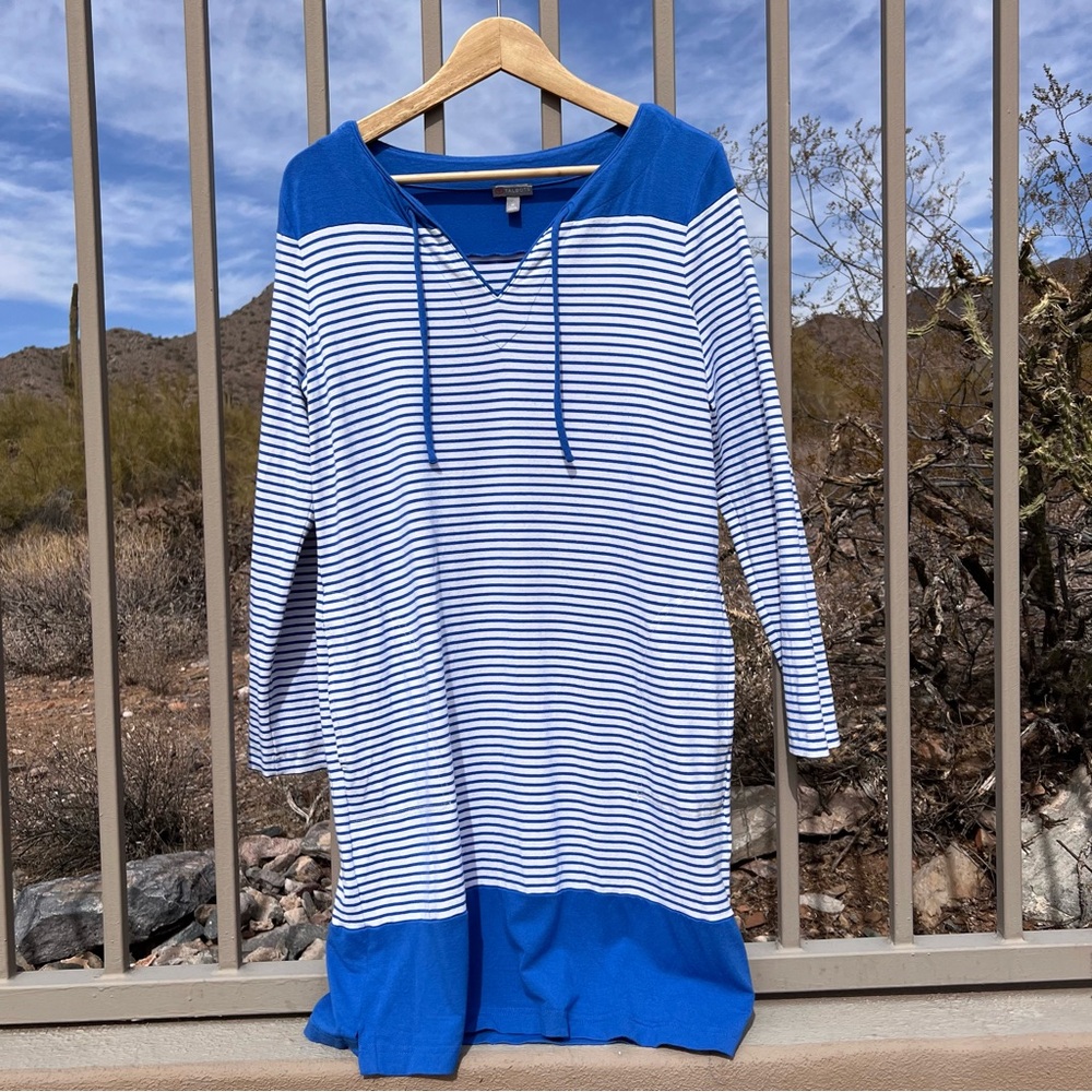 TALBOTS Women’s Dress W/Pockets Size M Color Blue & White Stripes